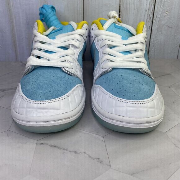 Mens Size 8 Nike Dunk Low SB Lagoon Pulse FTC DH7687-400 Blue White Yellow New - Picture 3 of 9